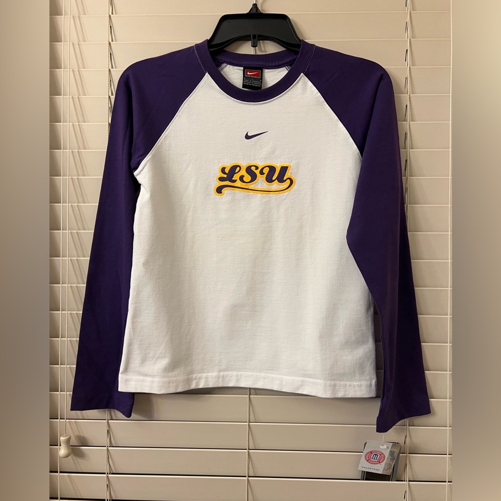 Nike LSU Tigers Louisiana Youth Girl’s Large Long Sleeve Purple White Shirt